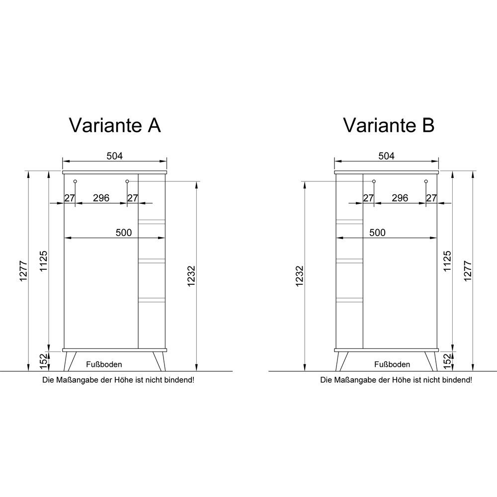 Lomadox Hochschrank NANNING-66 Riviera Eiche Salbei 50,5/128/33 cm Nb. mit Nb