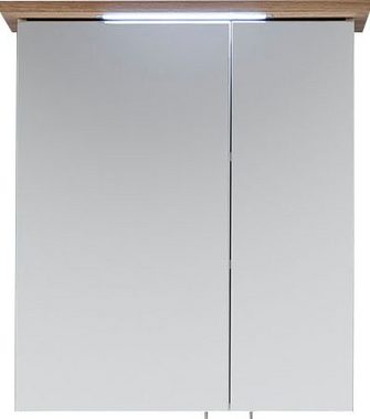 Saphir Spiegelschrank Quickset 923 Badschrank, 2 Spiegeltüren, 2 Einlegeböden, 60 cm breit inkl. LED-Beleuchtung, Türdämpfer, Schalter-/Steckdosenkombination