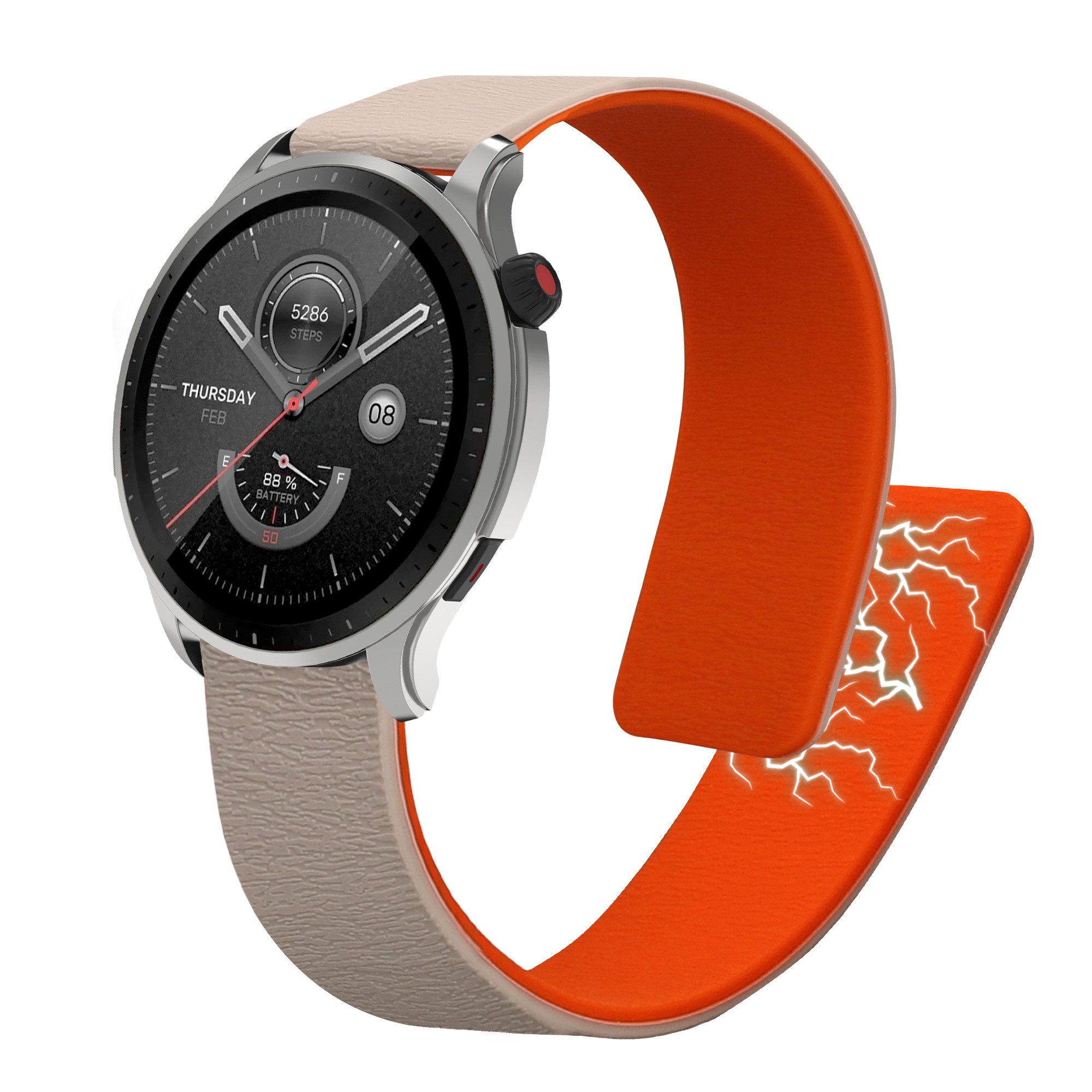 kwmobile Smartwatch-Armband Ersatzarmband für 22mm Amazfit Bip 6 / Bip 5 Unity / Bip 5 / GTS 3, Fitnesstracker Silikon Band mit Magnetverschluss