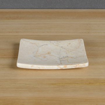 wohnfreuden Seifenschale Marmor Schale klein 12 cm creme eckig, Breite: 12 cm, 2586