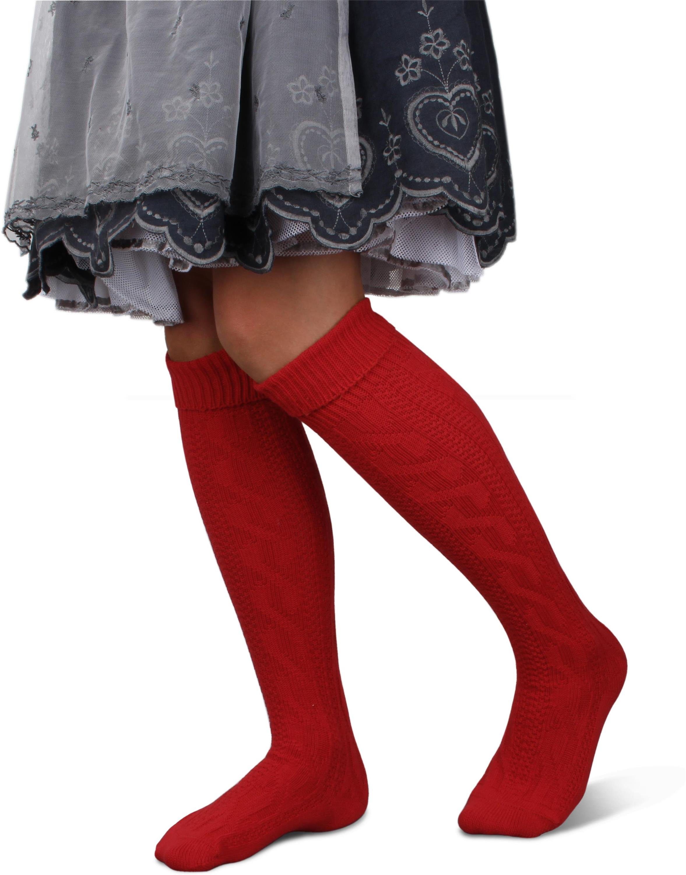 normani Trachtensocken Trachten-Kniestrümpfe (1 Paar) Traditionelles Zopfmuster
