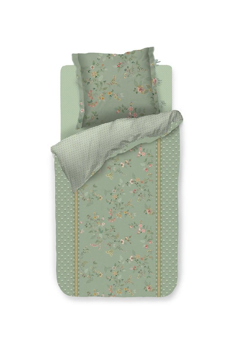 PiP Studio Bettwäsche Bettwäsche DE Kili Flower Green 135x200 grün, Baumwolle, 2 teilig, bettwäsche 135x200 baumwolle reißverschluss warm baumwolle bettwäsche