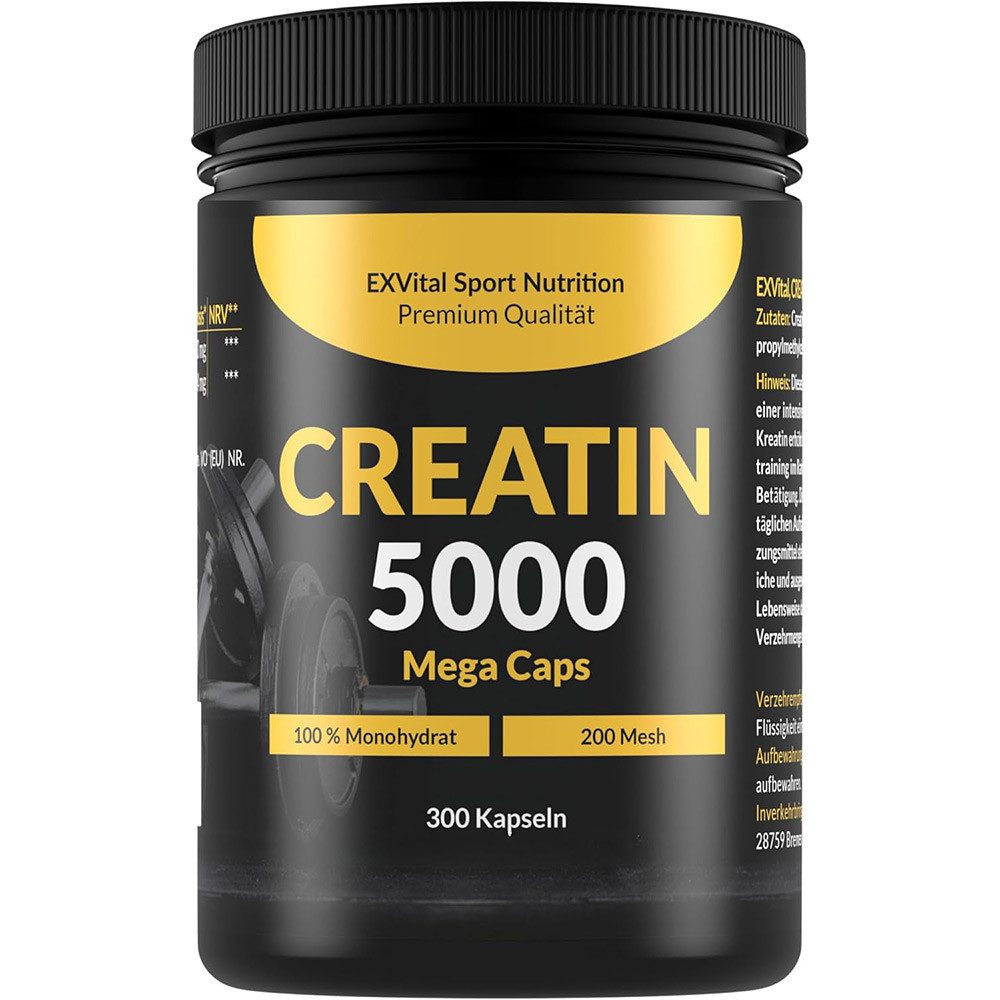 Creatin 5000 Mega Caps, workout booster, 5000 mg Monohydrat pro Tag Kapseln