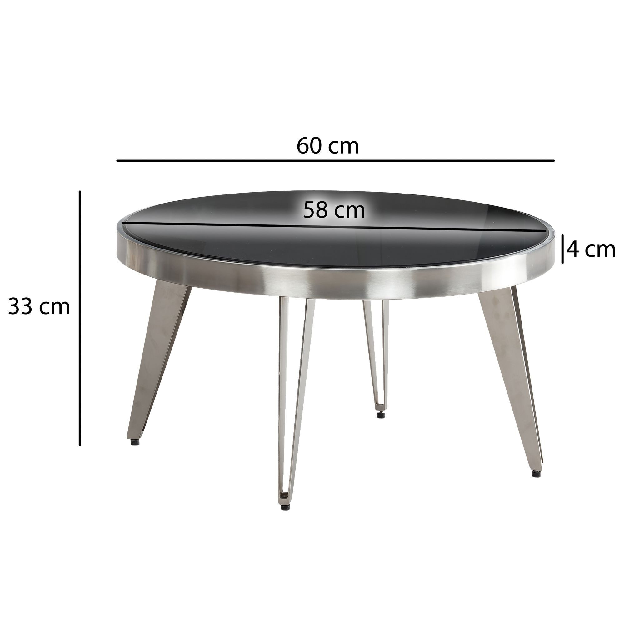 FINEBUY Couchtisch FB102819 Sofatisch Glas Ø 60 cm Tisch Wohnzimmertisch Rund Silber (Sofatisch Metall Glas Rund, 60x60x33 cm Silber), Tisch Wohnzimmer, Wohnzimmertisch Kaffeetisch