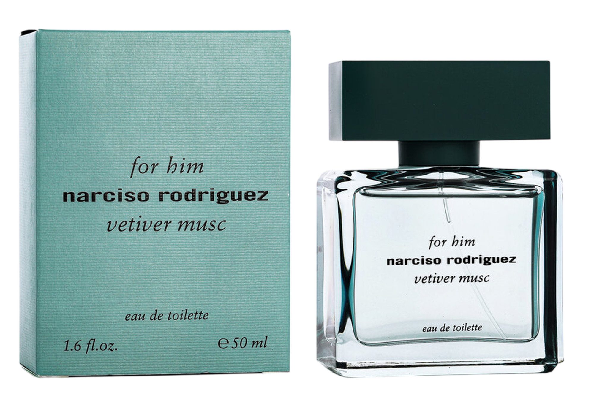 narciso rodriguez Eau de Toilette For Him Vetiver Musc EDT Herren Spray, Holzig-moschusiger Duft mit Muskatnuss und Zypresse - mit Reiseduft