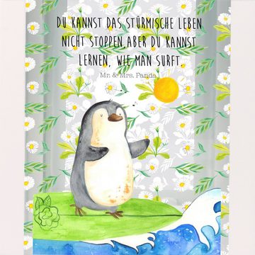 Mr. & Mrs. Panda Gartenleuchte Pinguin Surfer - Transparent - Geschenk, Wellen, Laterne kleine Late