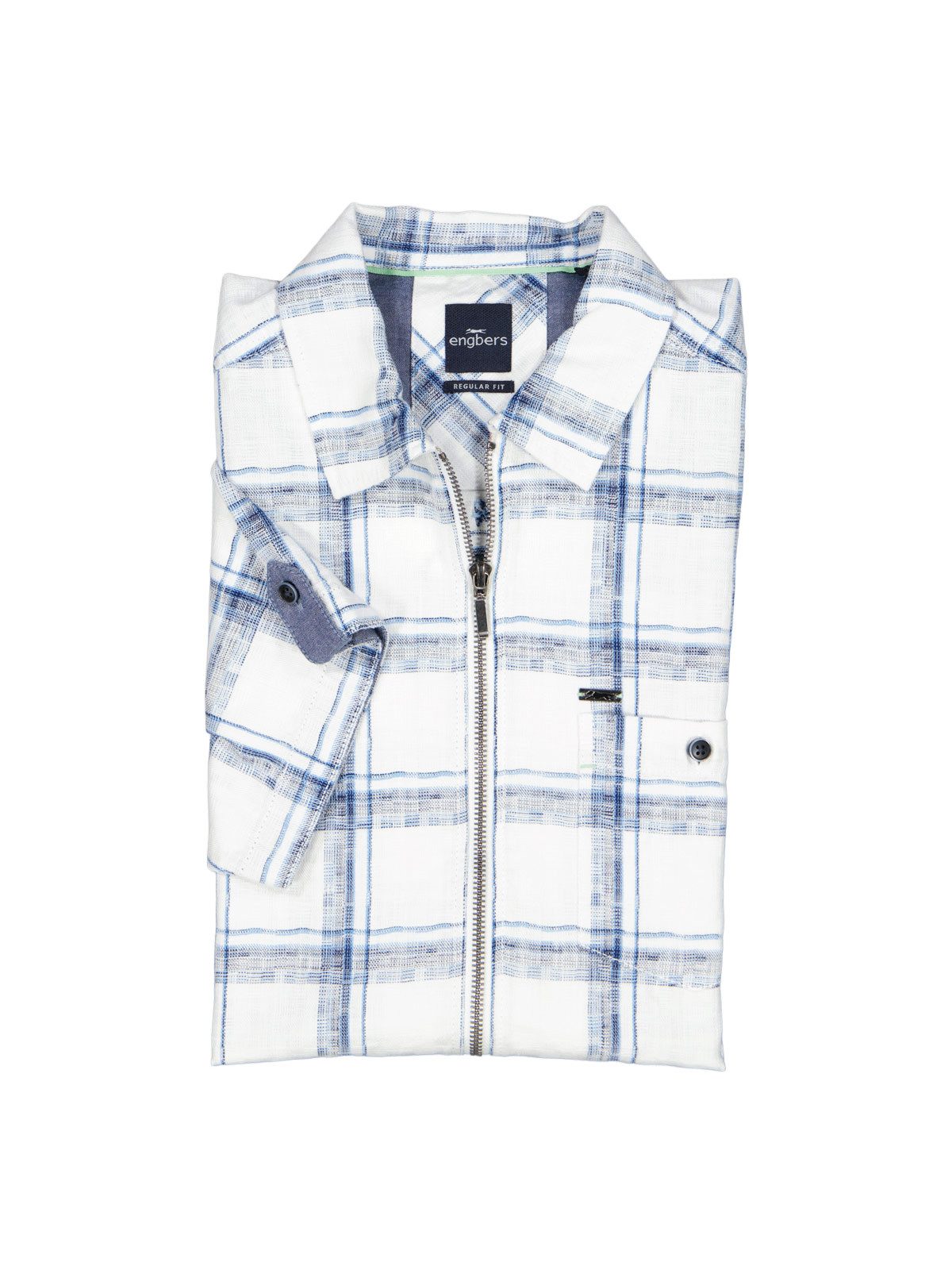 Engbers Kurzarmhemd Herren Overshirt mit Reißverschluss, Hellblau – Bild 4 von 5