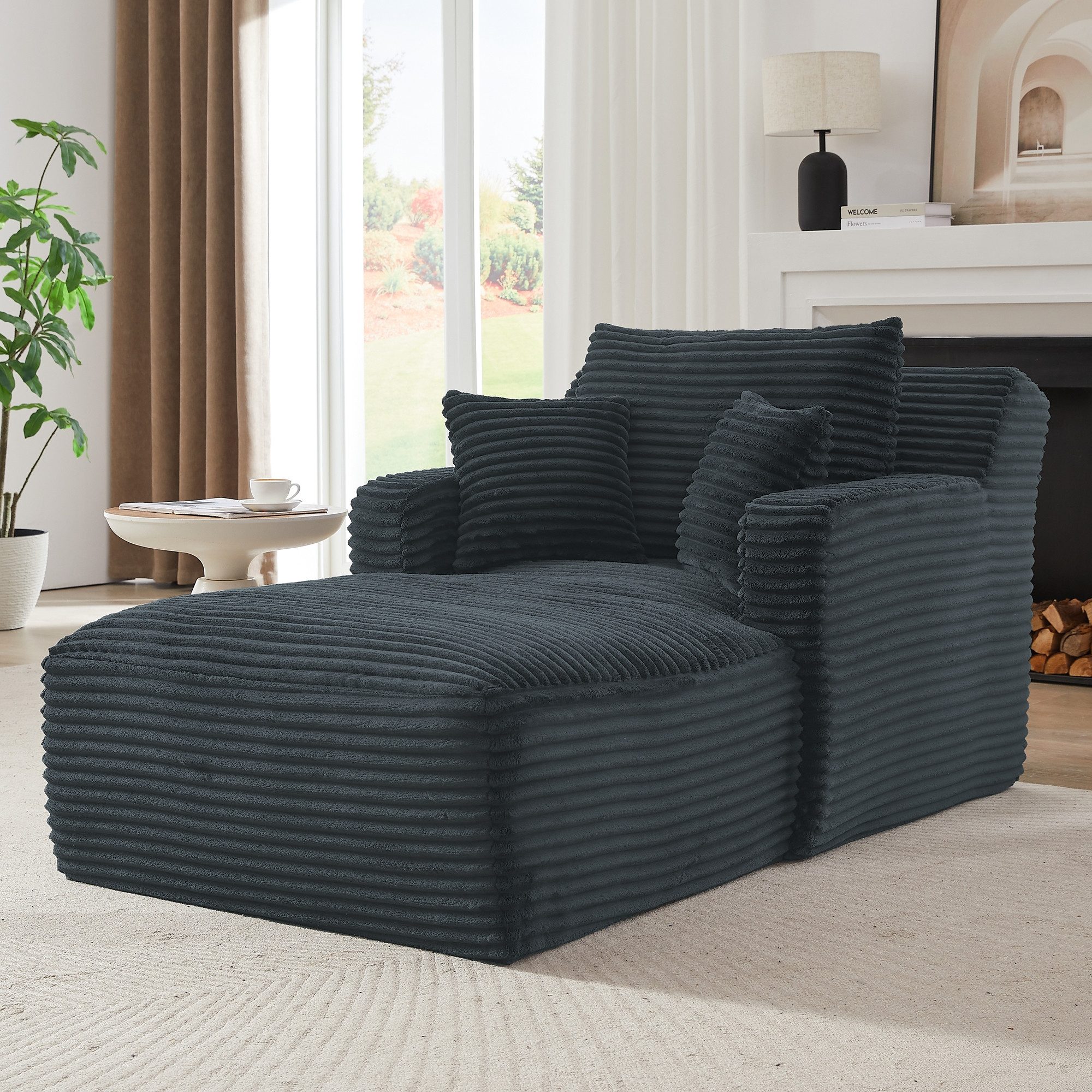 MC Star Schlafsofa Modernes Chaiselongue Sofa aus Cord, Bequemes Schlafsofa, Relaxsessel ohne Montage, Liegesessel für Wohnzimmer, Büro & Apartment