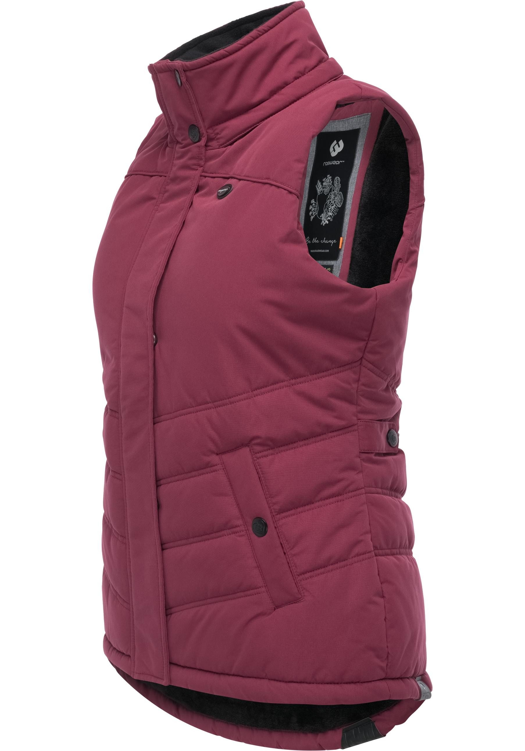 Ragwear Steppweste Hesty Wasserdichte Outdoor-Weste mit abnehmbarer Kapuze