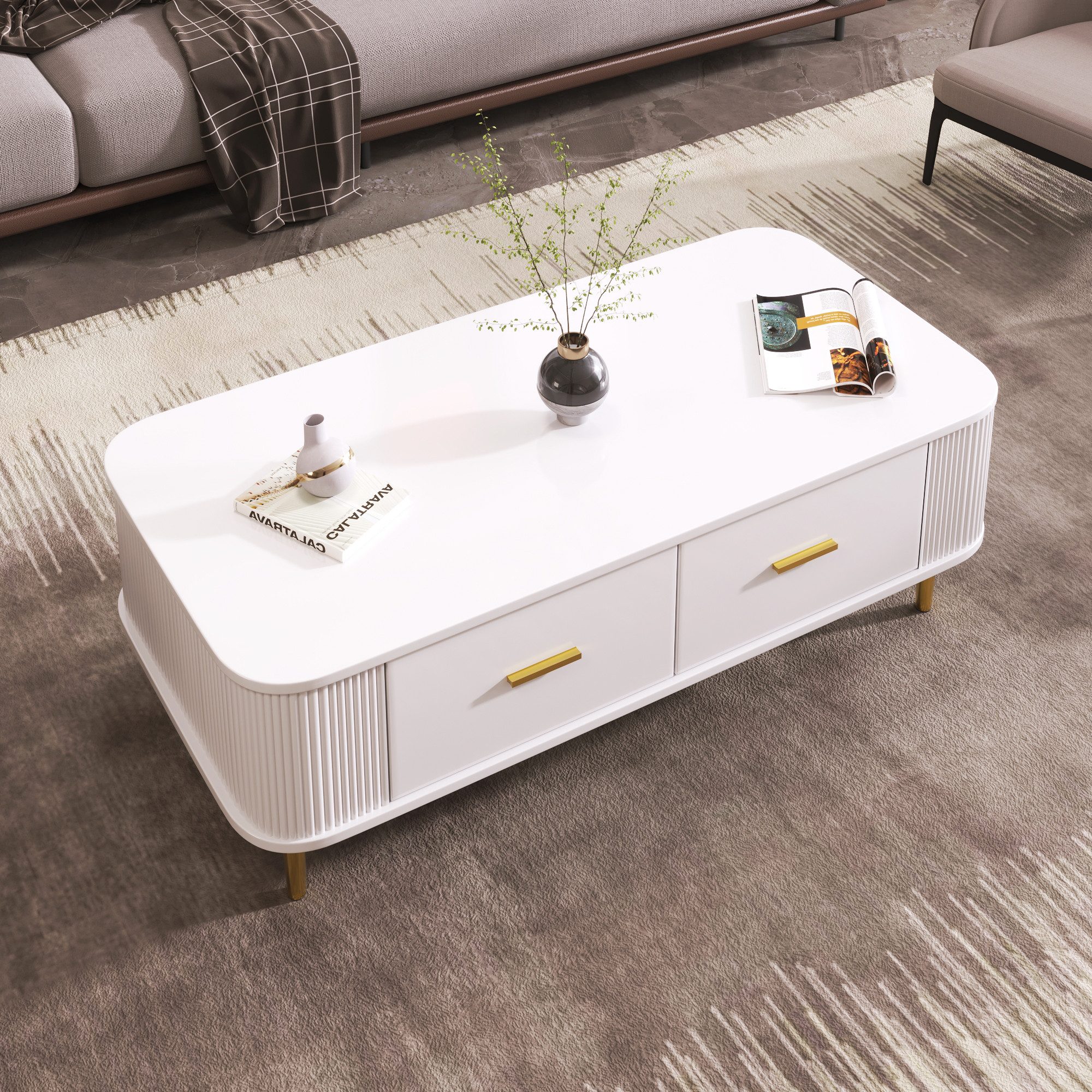 Merax Couchtisch mit 4 Schubladen (105*51*38cm), günstig online kaufen