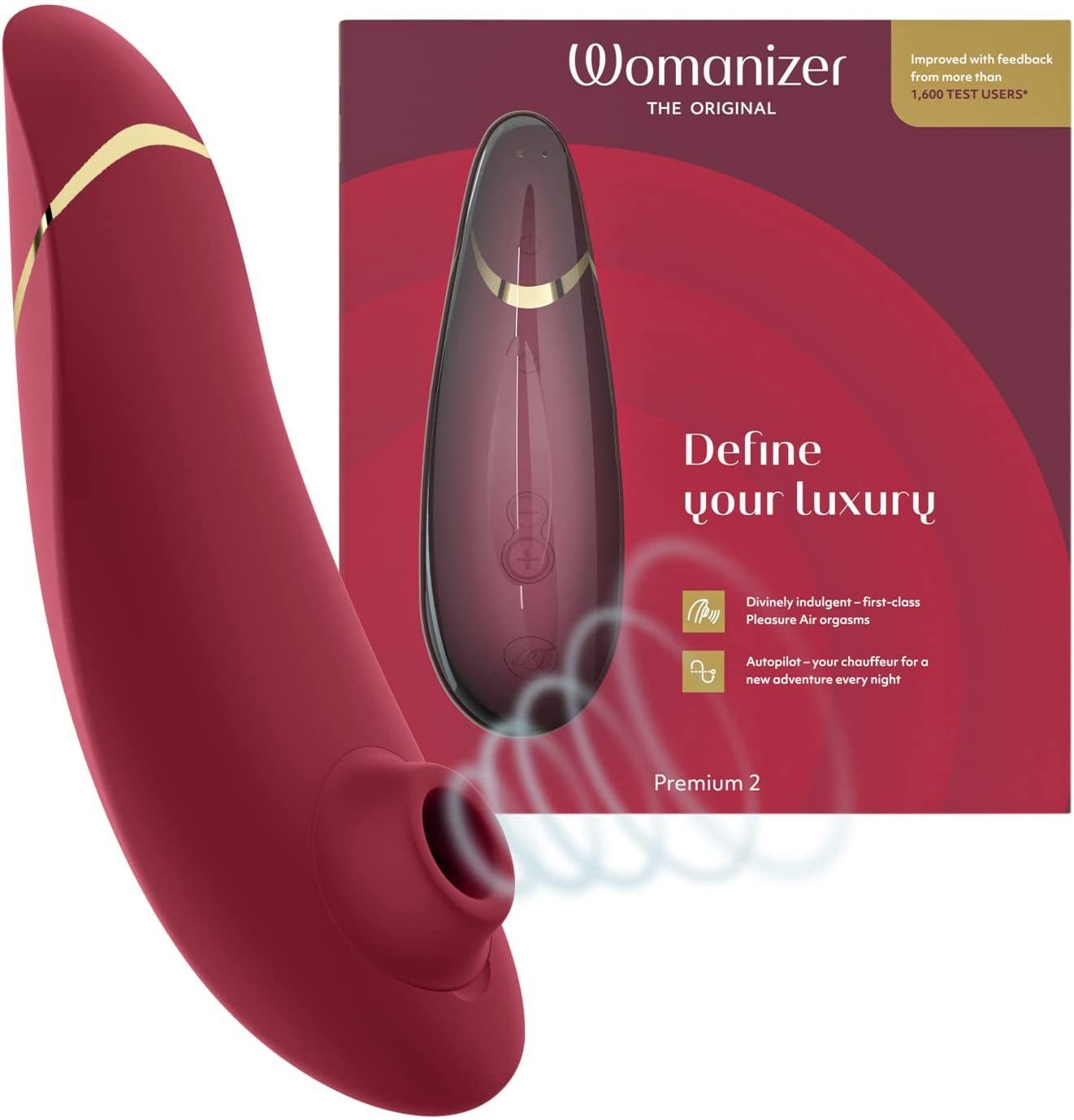 Womanizer Klitoris-Stimulator Premium 2, 14 Intensitätsstufen, Auto-Pilot, Smart-Silence Bordeaux