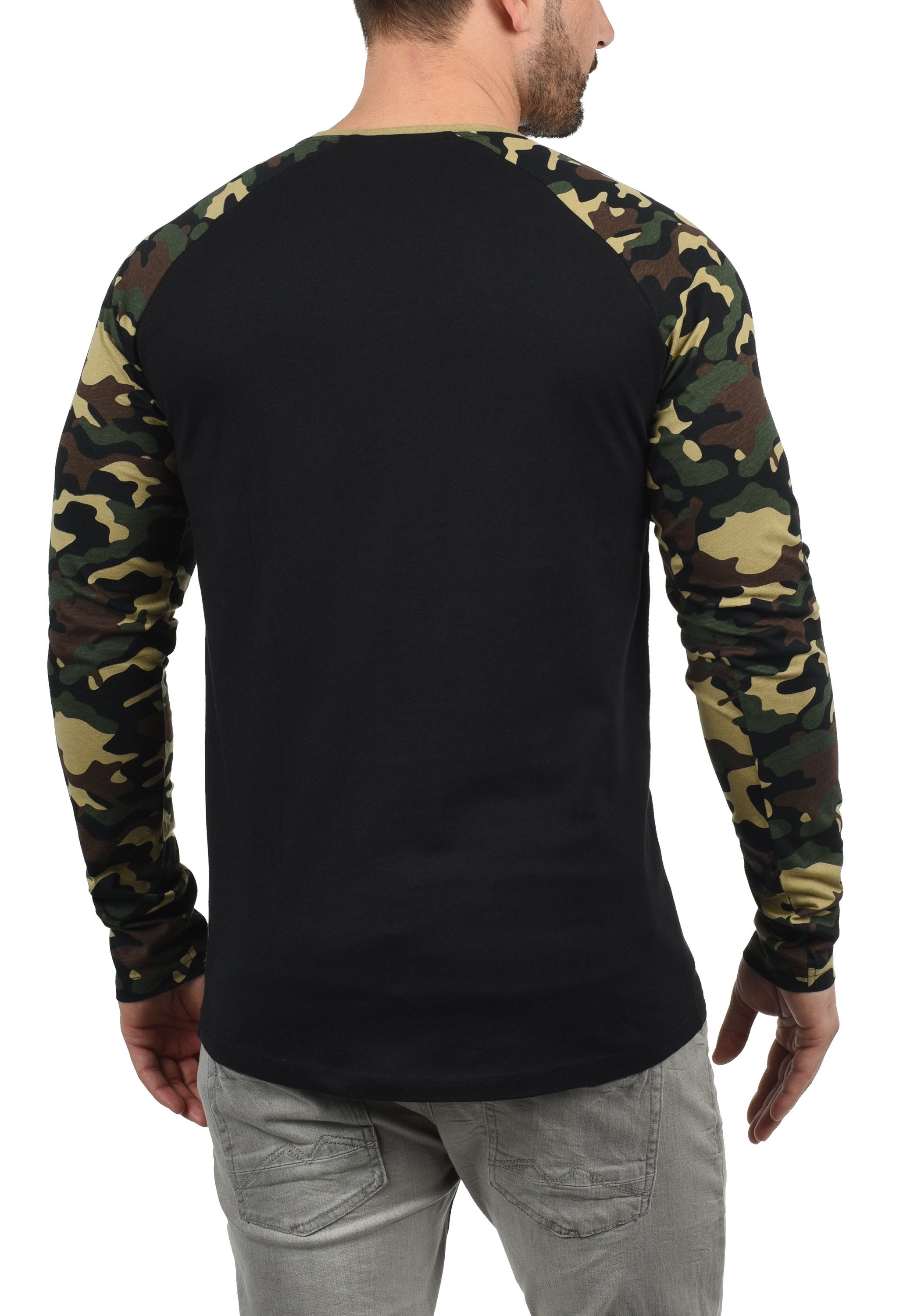 !Solid Rundhalsshirt SDCajus Longsleeve im Baseball-Look