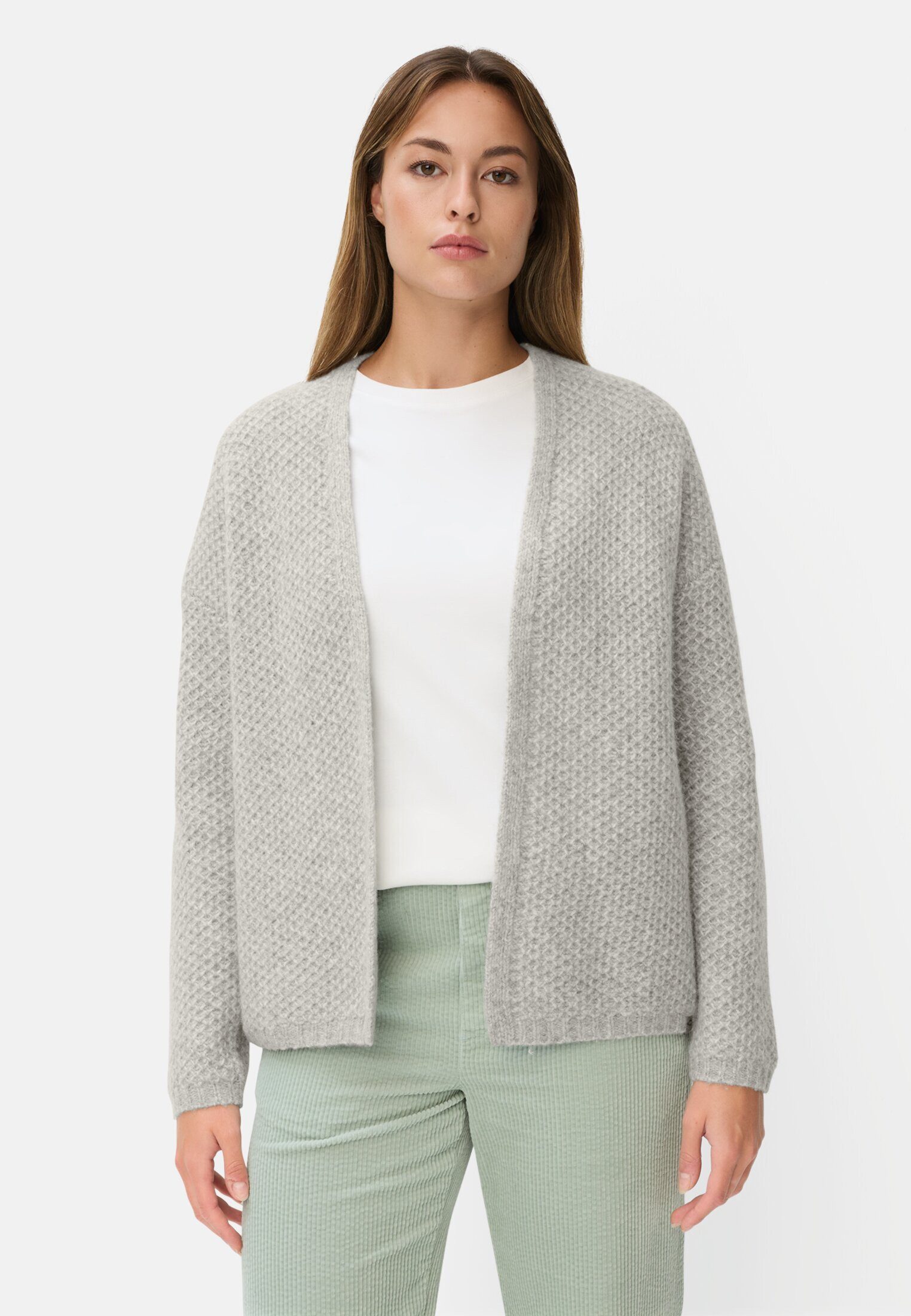camel active Cardigan mit überschnittenen Schultern Langarm Markenlogo