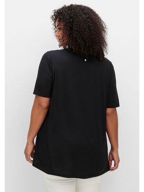 Sheego T-Shirt Große Größen in A-Linie, mit Kellerfalten am Ausschnitt