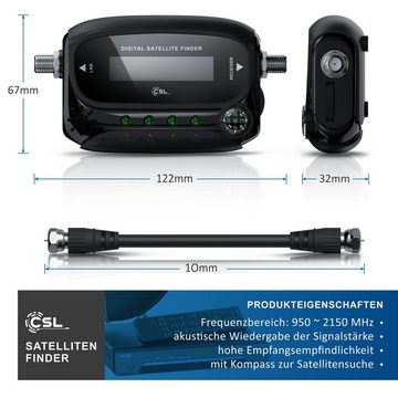 CSL Satfinder digitaler Satellitenfinder mit Pegelskala & akustischem Signalton, Satelliten Finder Messgerät, LCD Display