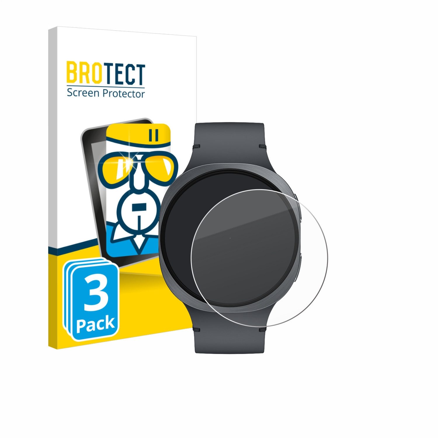 BROTECT Displayschutzglas Schutzglas für Samsung Galaxy Watch 8 (44 mm), 3 Stück, Displayschutz 9H Schutz Glas Klar Transparent