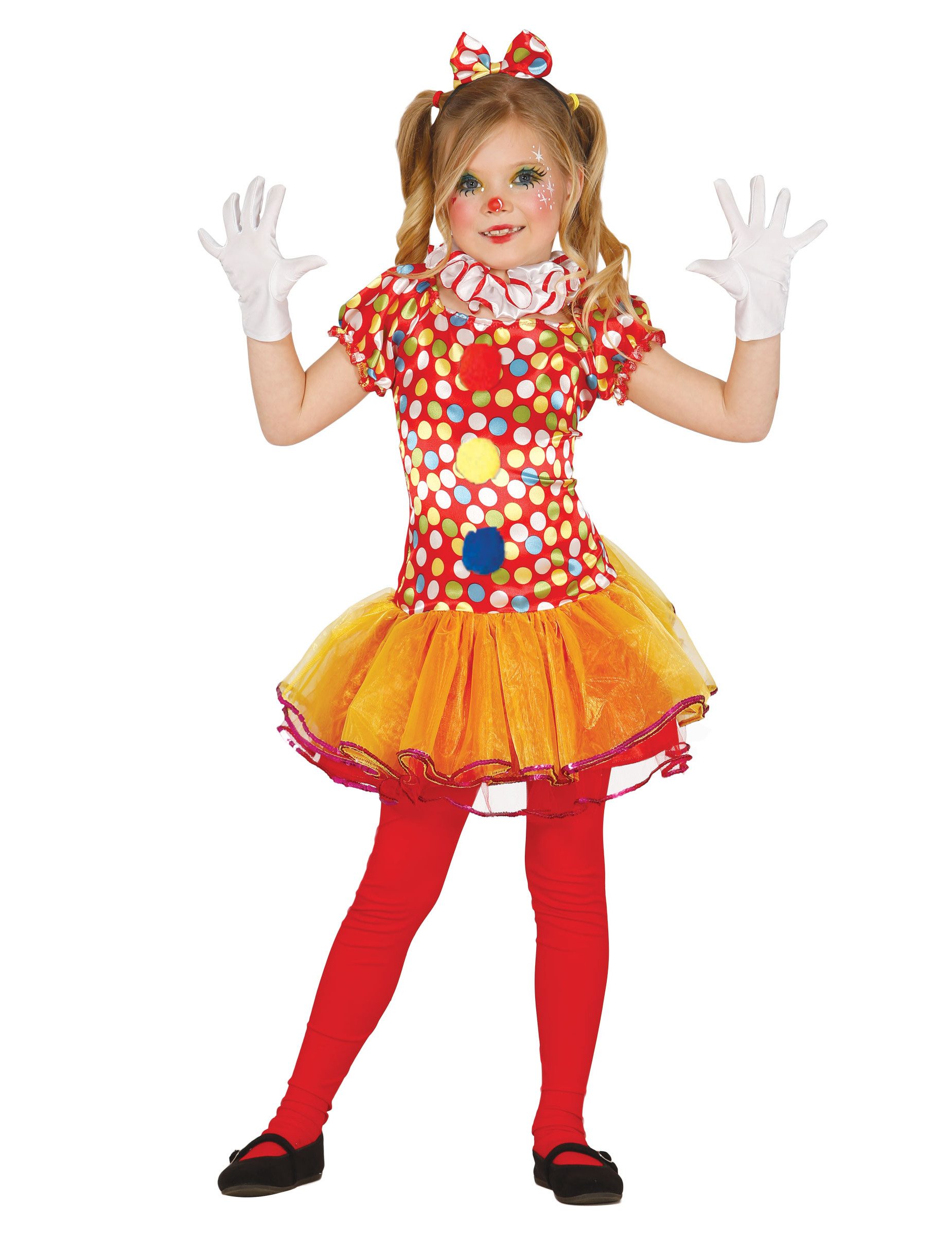 Kostüm Gepunktetes Clowns-Mädchenkostüm bunt