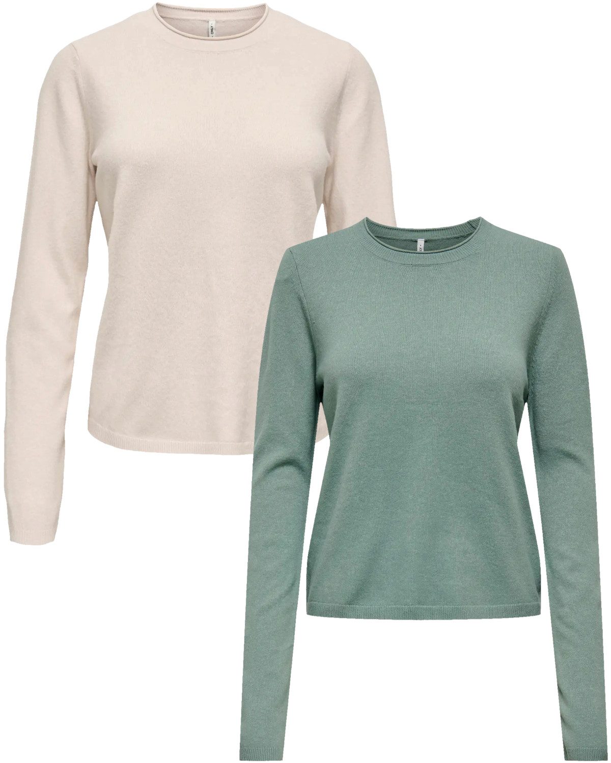 ONLY Rundhalspullover (2er-Pack) Zeitloses Design in weicher Flat-Knit-Qual günstig online kaufen