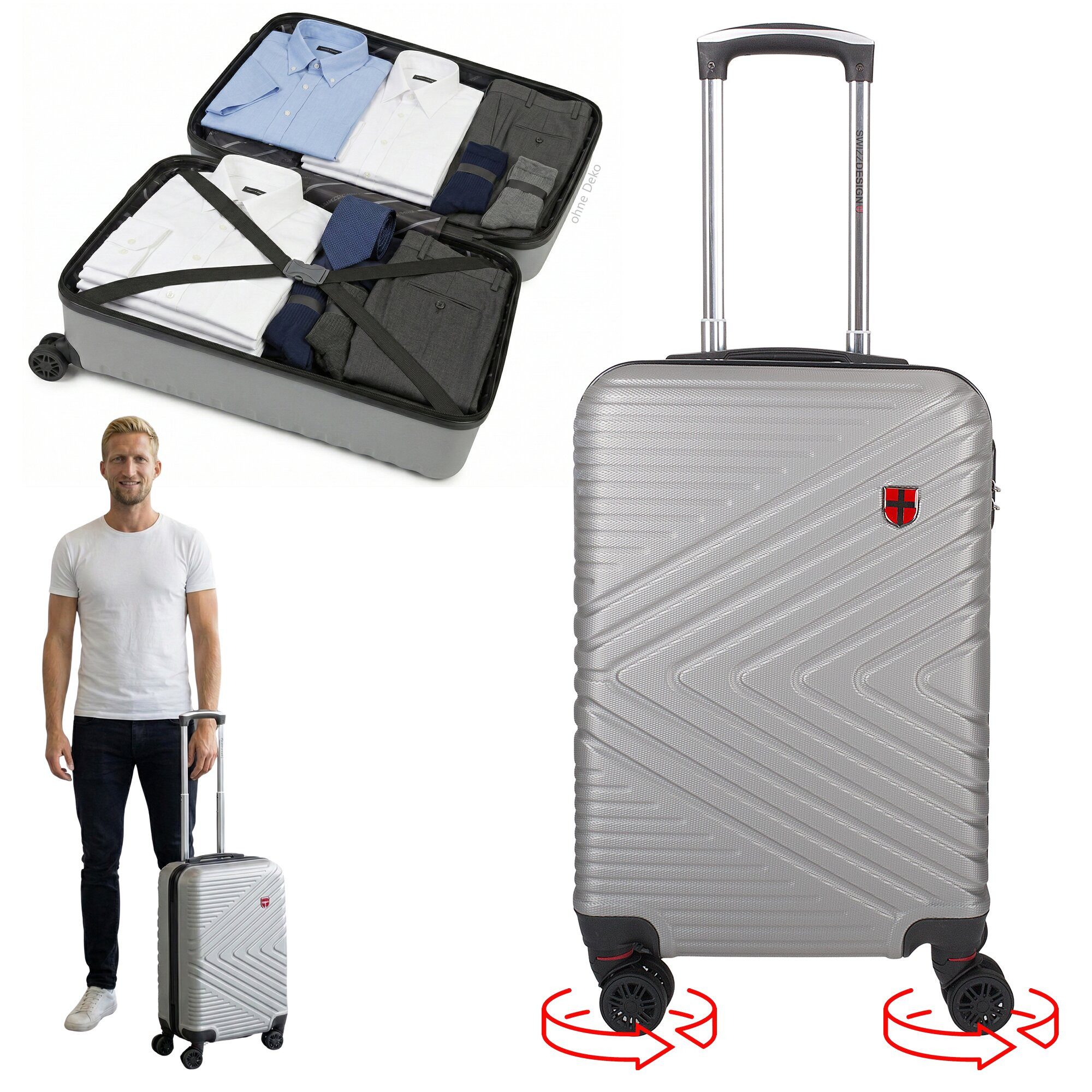 SWIZZDESIGN Handgepäckkoffer Koffer 50 cm 35 Liter Hartschalenkoffer Trolle günstig online kaufen