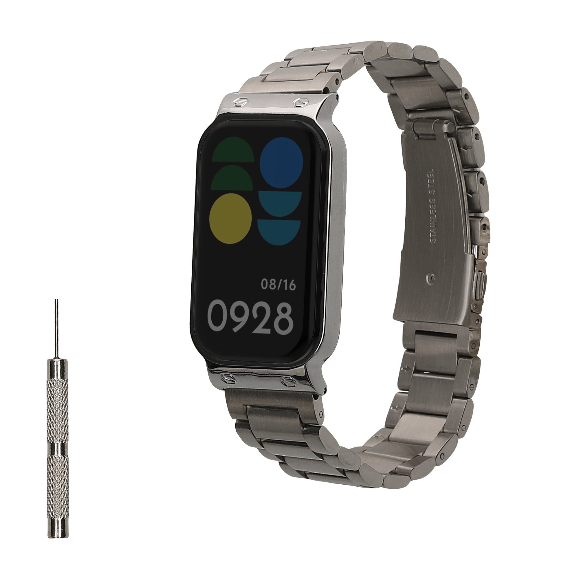 kwmobile Uhrenarmband Edelstahl Uhrenarmband für Xiaomi Smart Band 8 Active  / Redmi Band 2, Ersatzarmband für Smartwatch - 14 - 22 cm Innenmaße