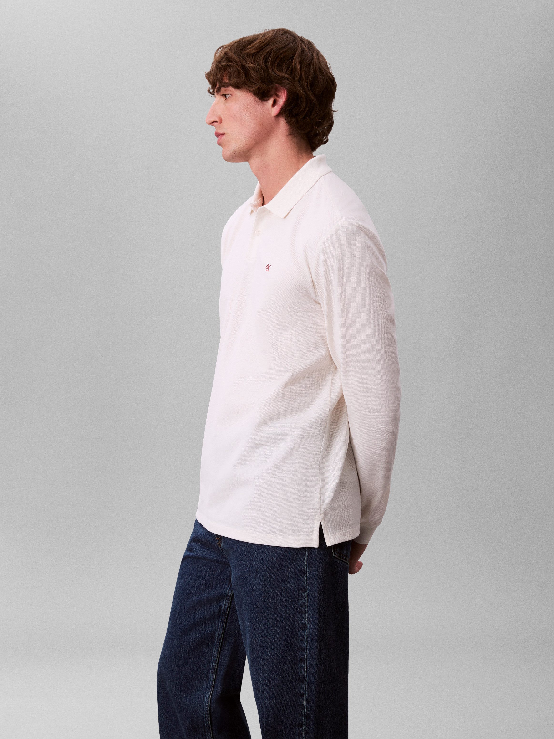 Calvin Klein Jeans Langarm-Poloshirt Regular fit mit Rundhalsausschnitt – Bild 4 von 5