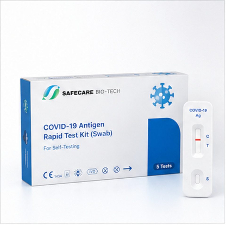 Safecare Bio-Tech Influenza-Schnelltest Corona Schnelltest Covid, MHD 2026, erkennt XEC und MC.13.2, 1 Messparameter, 10-tlg., Hohe Präzision, EU-konform, langlebig & zertifizierte Sicherheit