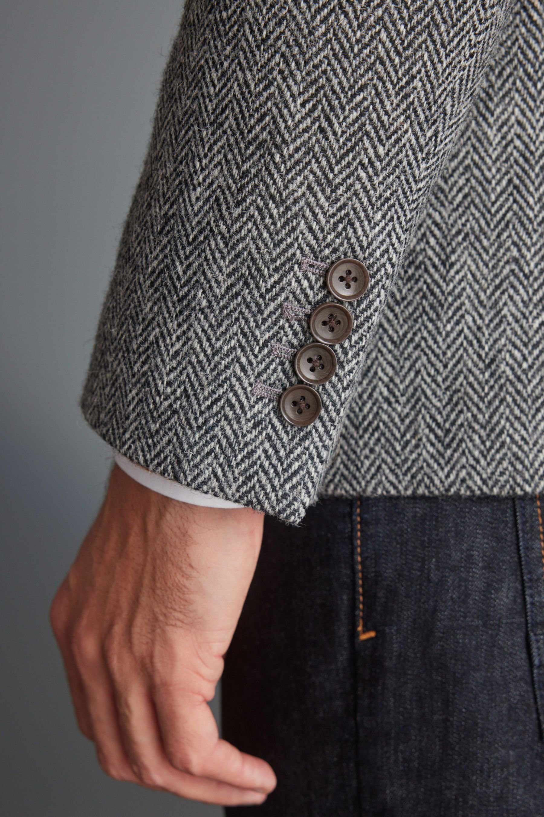 Next Sakko Blazer aus Harris-Tweed mit Fischgrätmuster (1-tlg)