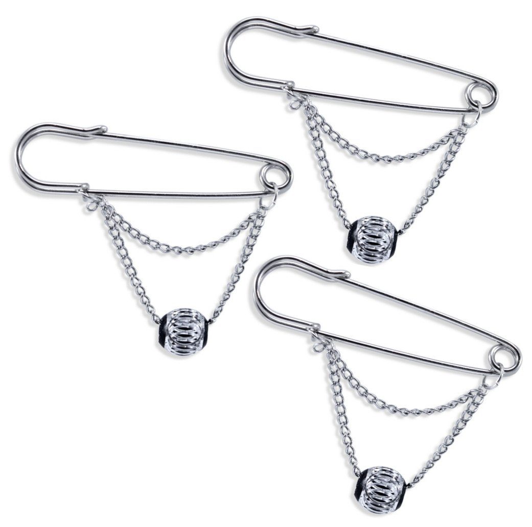 Broschen Set Große Brosche Anstecknadel mit Kugelanhänger - 3erPack
