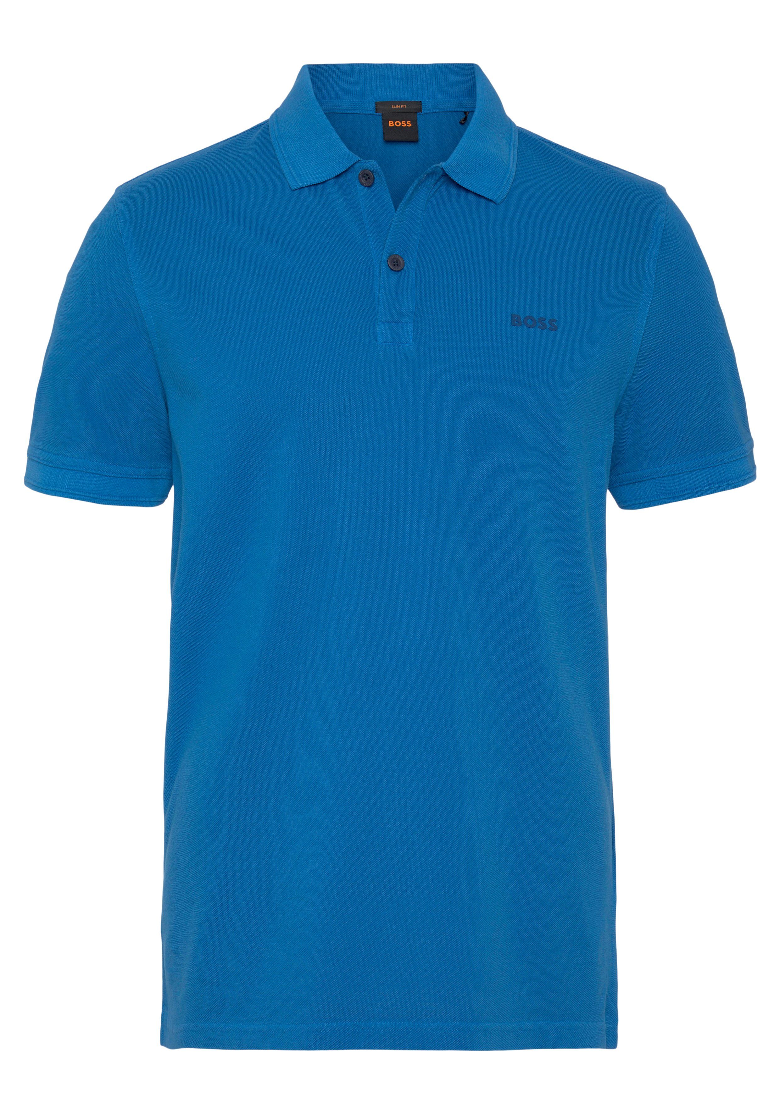 Logoschriftzug Poloshirt Brust dezentem Open_Blue1 ORANGE BOSS der auf 10203439 01 mit Prime