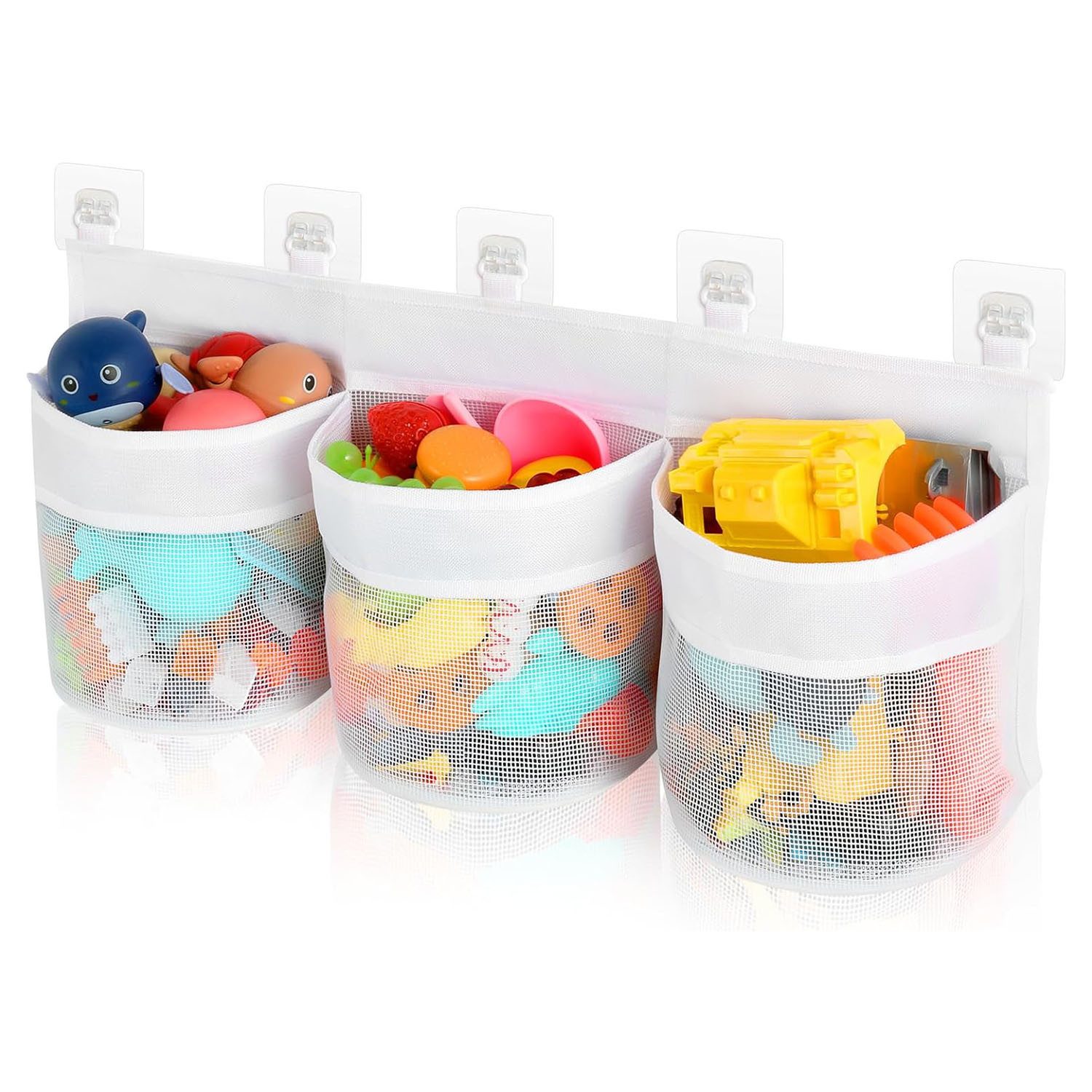 HEYHIPPO Badorganizer Badezimmer Badespielzeugnetz 60×35cm 3 Taschen,klebba günstig online kaufen