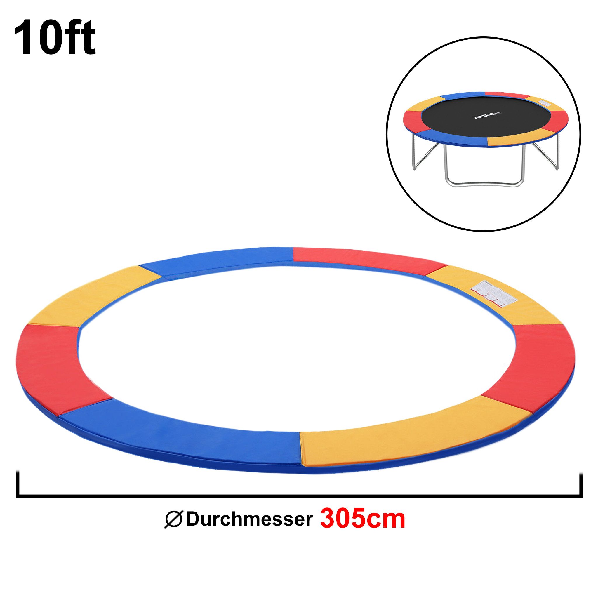 FIVMEN Trampolinschutzrand Trampolin-Federabdeckung, PVC Schutzabdeckung, UV-Beständigkeit Reißfest, 30cm Breite mit Blau/Mehrfarbig