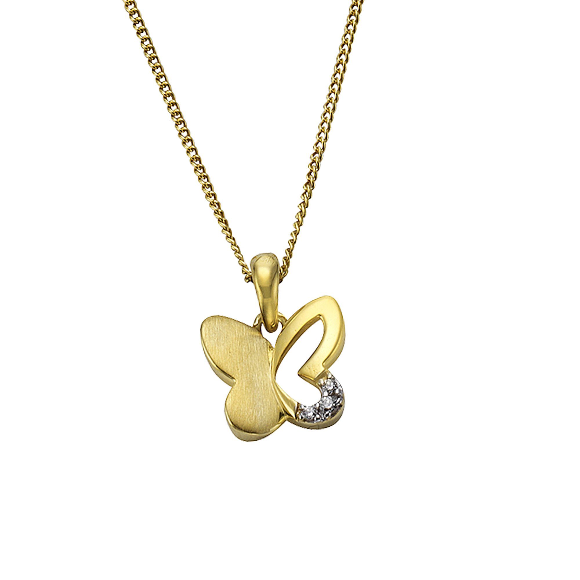 Kette mit Anhänger Gold 333 Schmeterling-Motiv 36/38cm lang