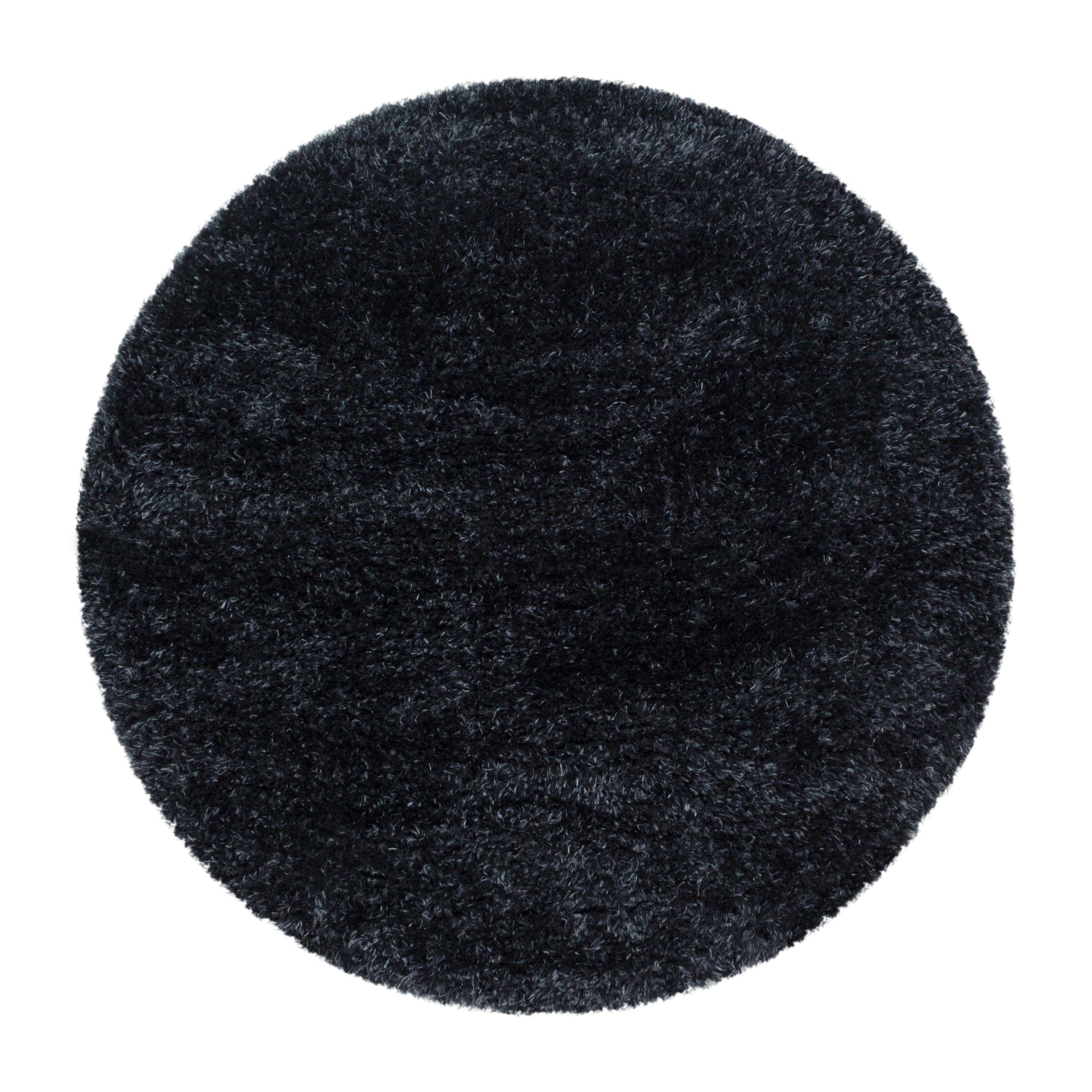 Teppich Einfarbig, Unicolor Schwarz Teppich mm, Höhe: Läufer, - Wohnzimmer 50 Teppium,