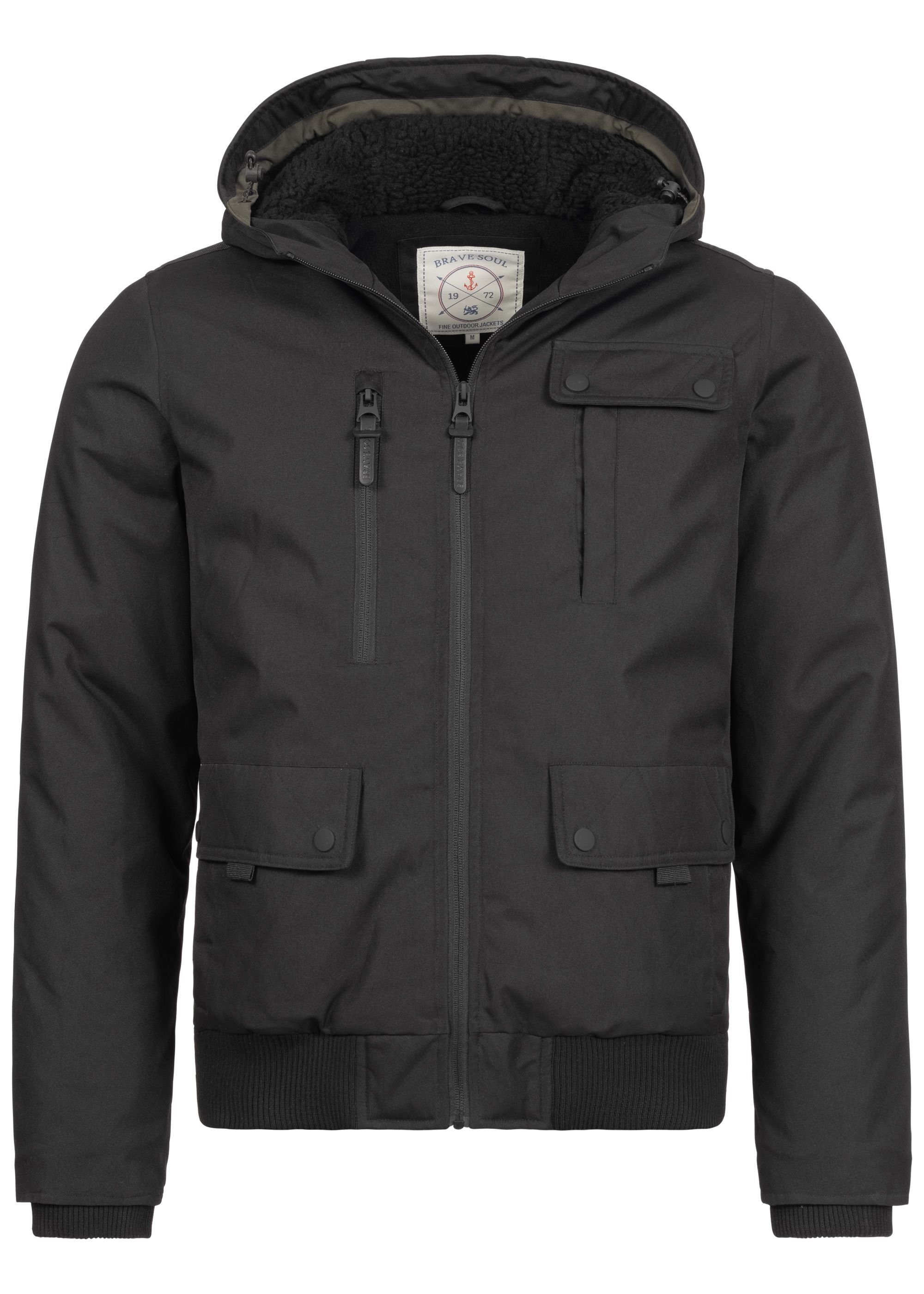 Soul schwarz Kapuze 'Tobyi' mit Brave Winterjacke