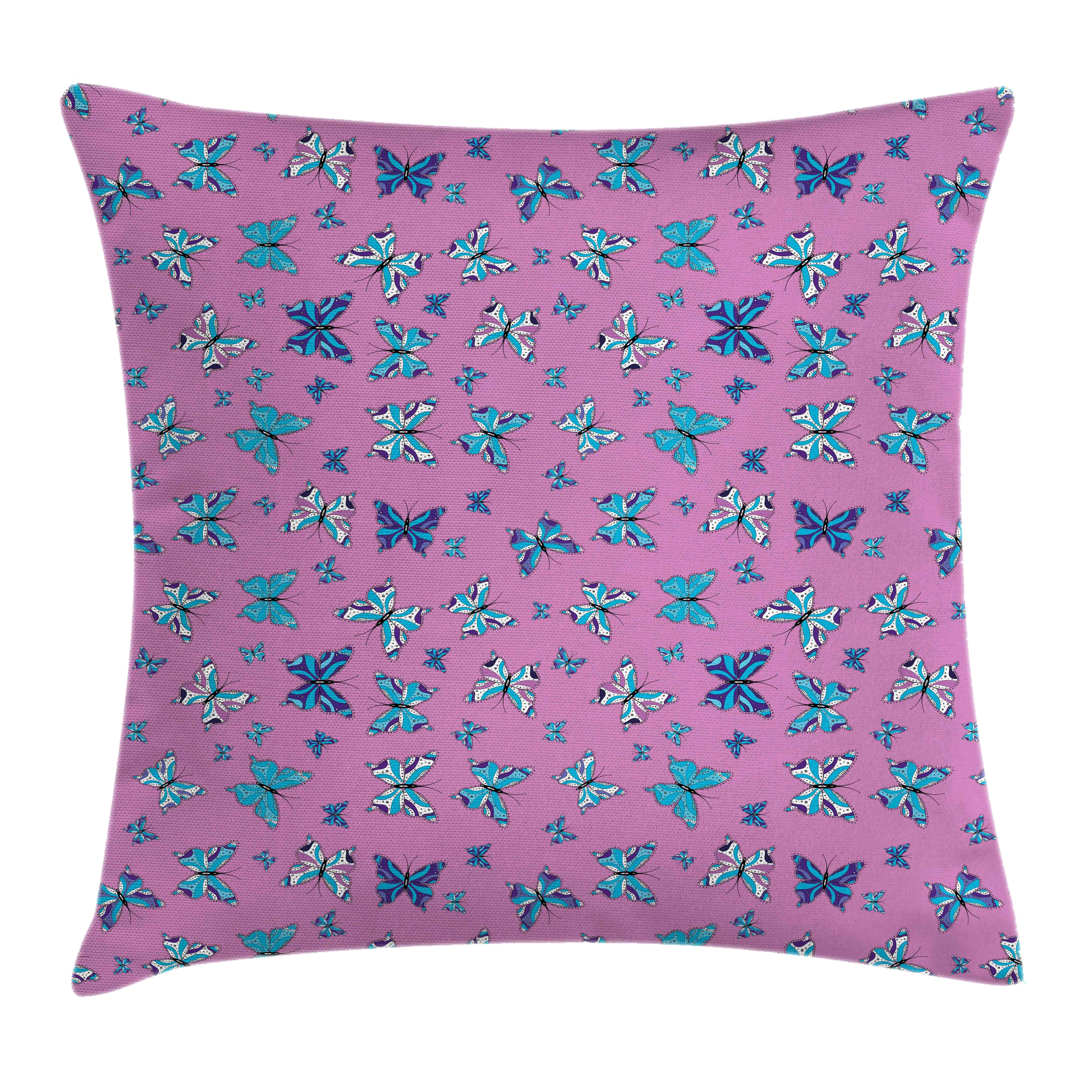 Kissenbezüge Waschbar mit Reißverschluss Kissenhülle mit Farbfesten Klaren Farben Beidseitiger Druck, Abakuhaus (1 Stück), Blau Und Pink Schmetterlinge | Kissenbezüge