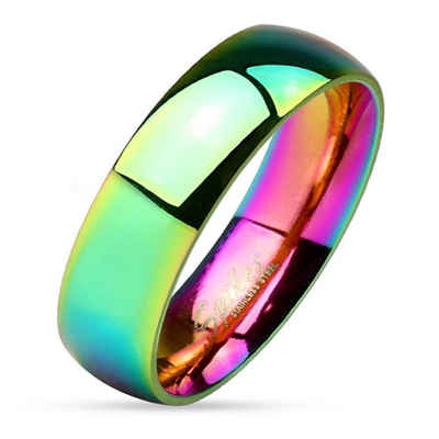 BUNGSA Fingerring Ring Regenbogen Bunt aus Edelstahl Unisex (Ring, 1-tlg), Damen Herren