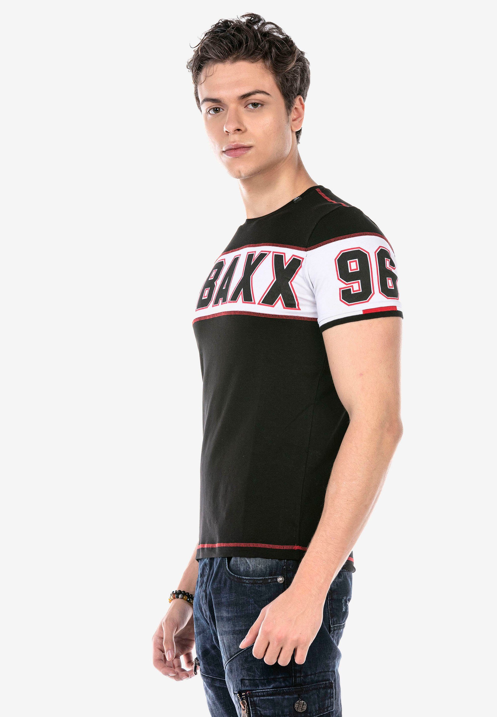 T-Shirt mit Baxx Print & schwarz auffälligem Cipo