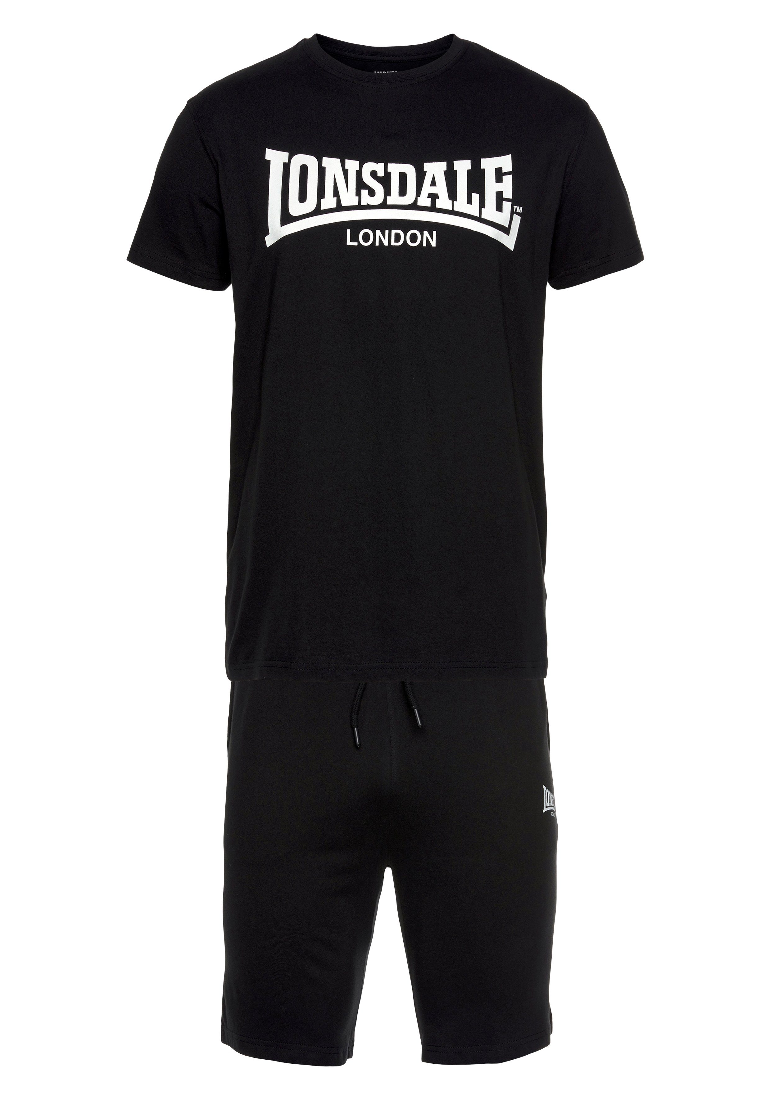 Black/White mit Lonsdale MOY 2-tlg., T-Shirt) Freizeitanzug (Packung,