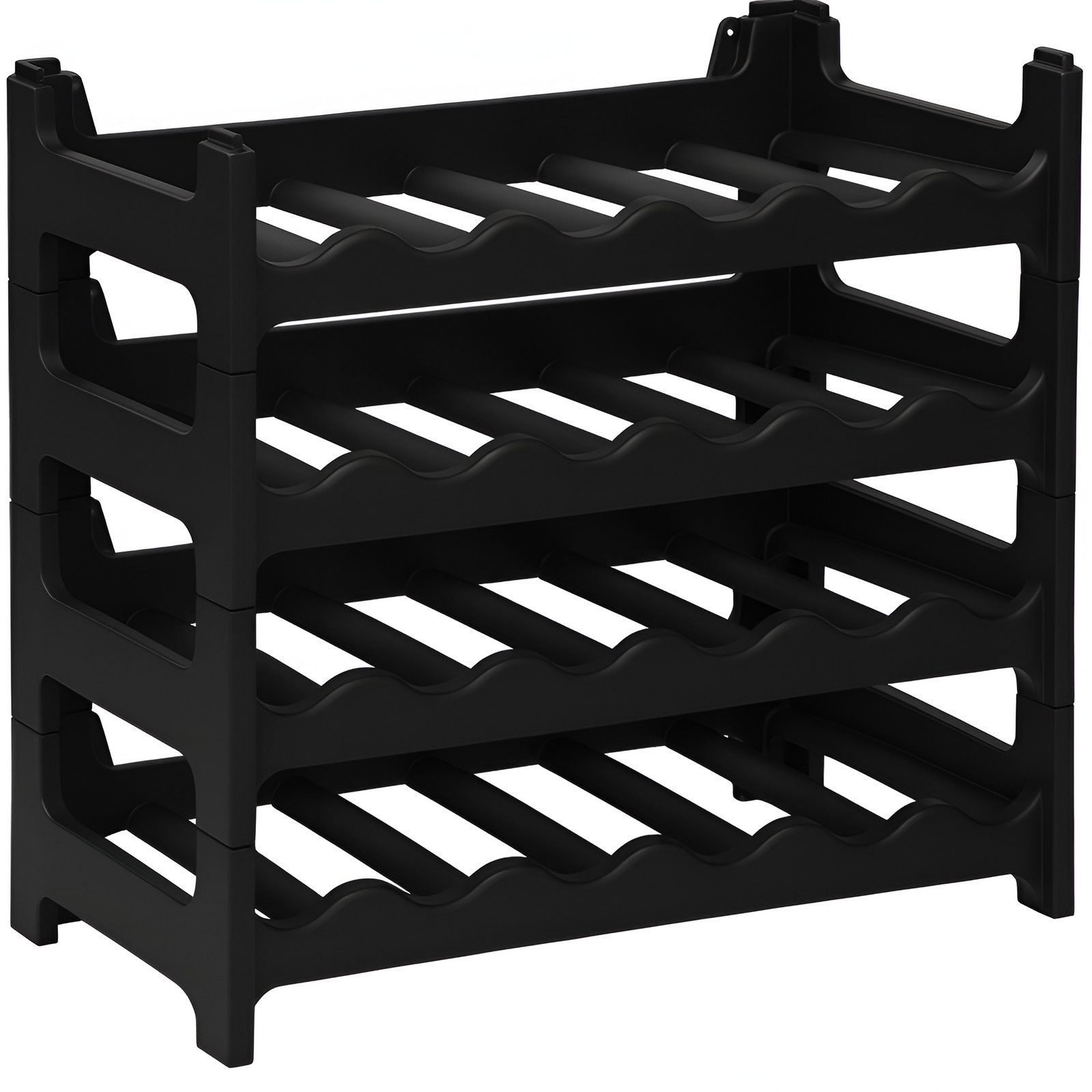 BURI Flaschenregal Weinregal stapelbar Getränkeregal Schwarz erweiterbar Wein Regal