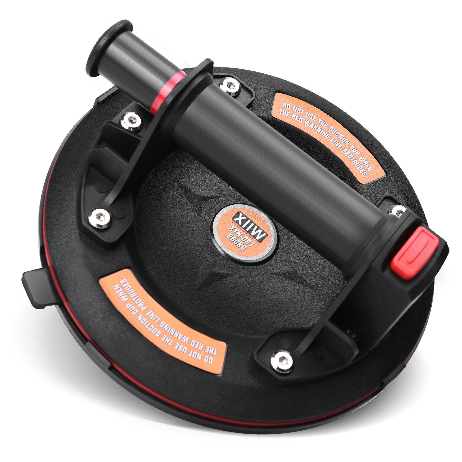 XERSEK Plattenheber Haltegriff Saugheber mit Akuus Barometer, Vakuumheber Glassauger, max. 300 kg Traglast, ø200mm Doppelgummi & Dreifachdichtung Horizontale Max.Saugkraft:260kg, -], Vakuumsauger für Glas Metall Kunststoff Holz Werkstatt Baustelle Lager