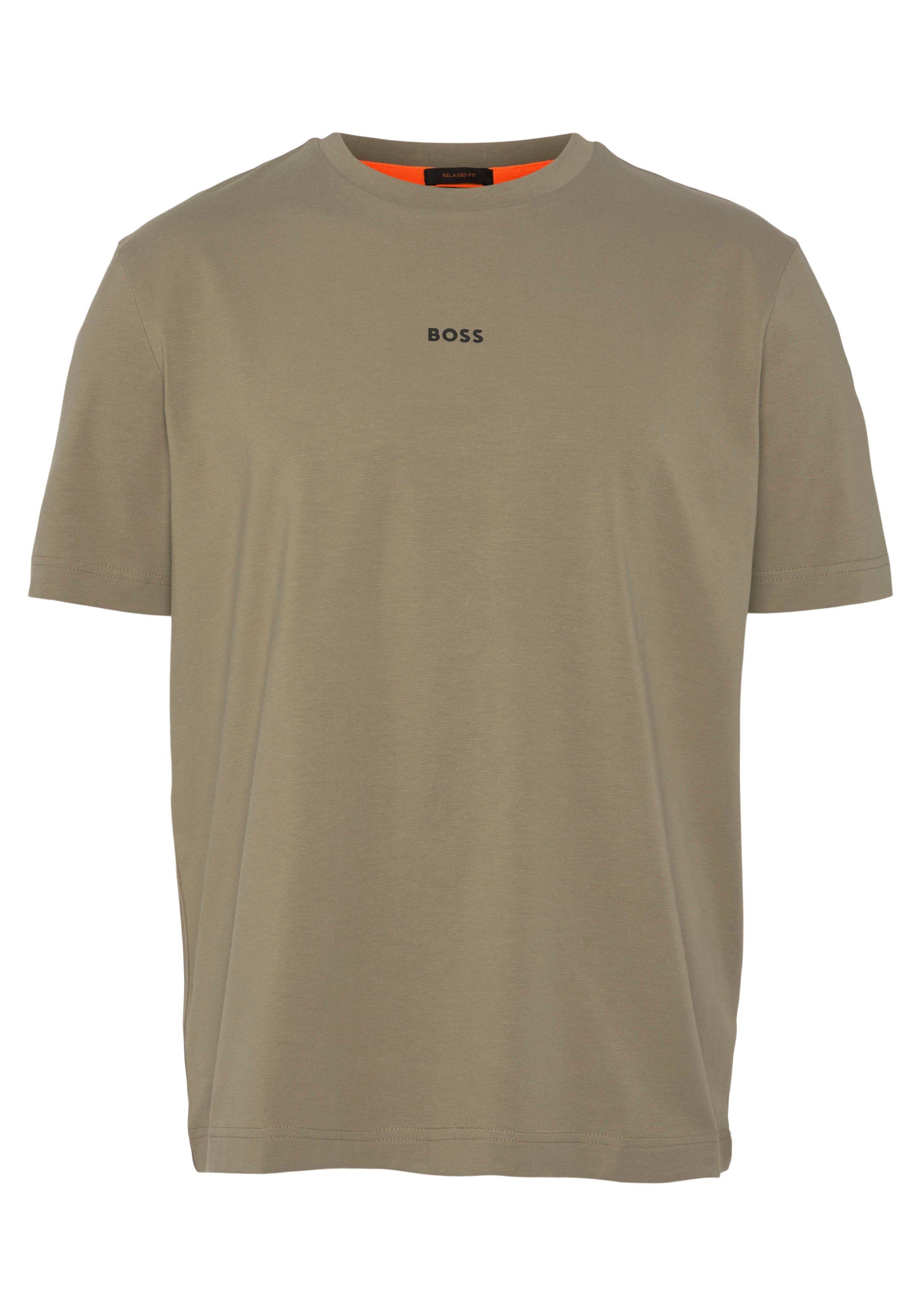 Kurzarmshirt BOSS-Logodruck BOSS auf Brust light/Pastell_green2 ORANGE mit TChup der