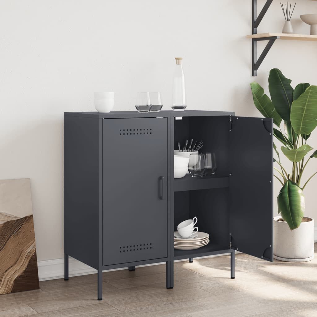 vidaXL Sideboard Sideboards 2 Stk. Anthrazit 36x39x79 cm Stahl (2 St)