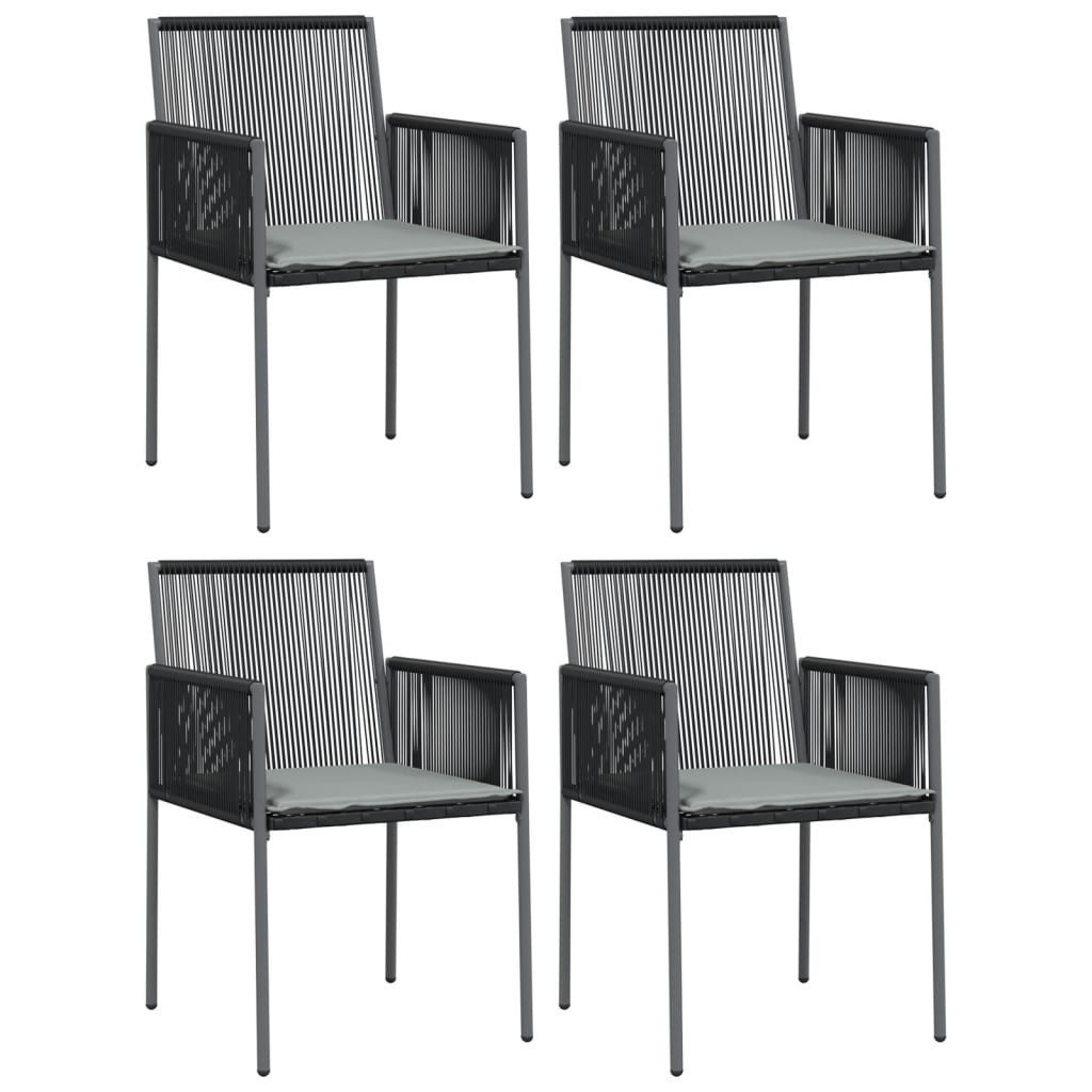 vidaXL Gartenstuhl Gartenstühle mit Kissen 4 Stk. Schwarz 54x60,5x83,5 cm (4 St)