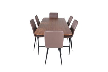 ebuy24 Essgruppe UnoWA Essgruppe Esstisch Nussbaum dekor und 6 Wind, (7-tlg)