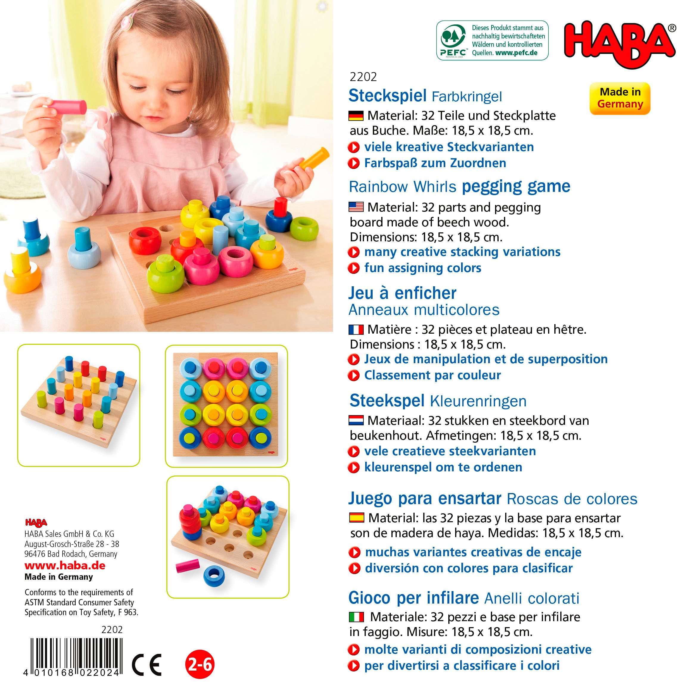 Haba Steckspielzeug Farbkringel, Made in Germany