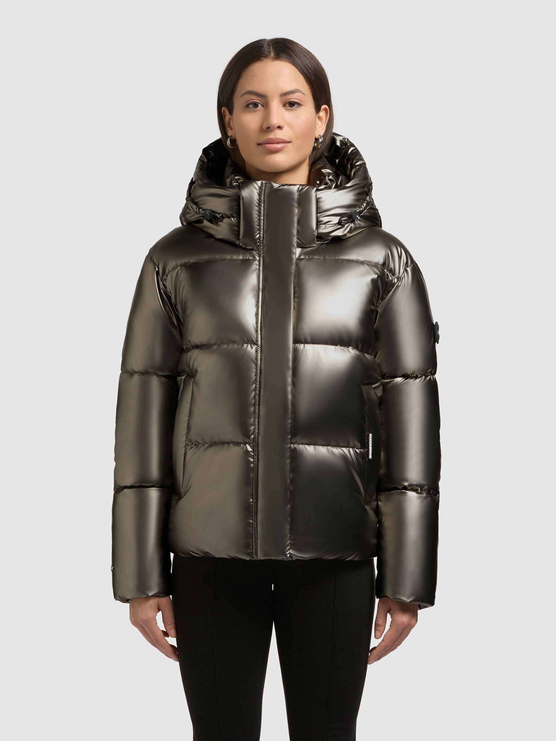 khujo Steppjacke DEVINA2 SHINY abnehmbare Kapuze, Windschutzblende mit Magnetverschluss
