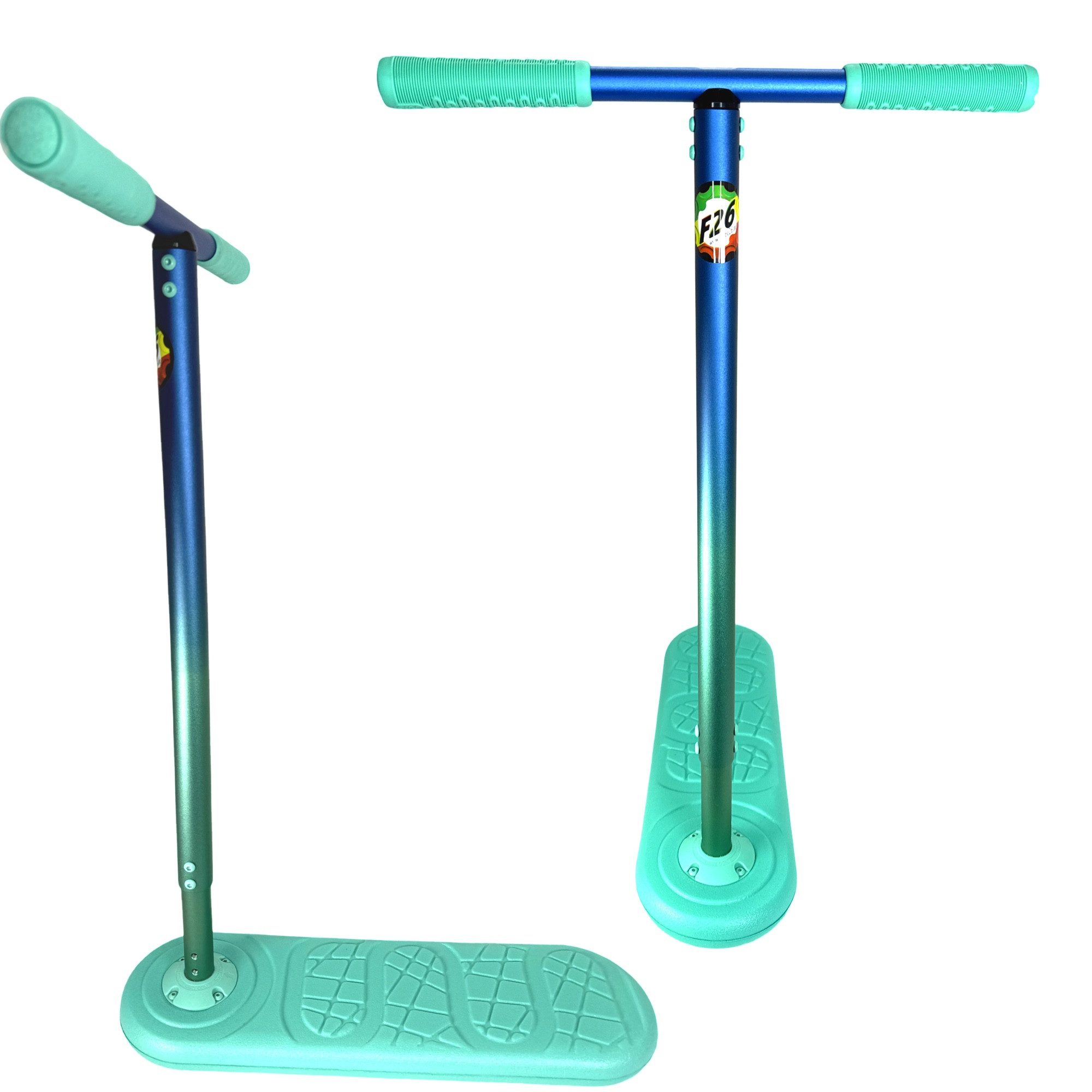 INDO Stuntscooter Indo Kickstarter Trampolin Stunt-Scooter Trick Trainer H=62-72cm Neon