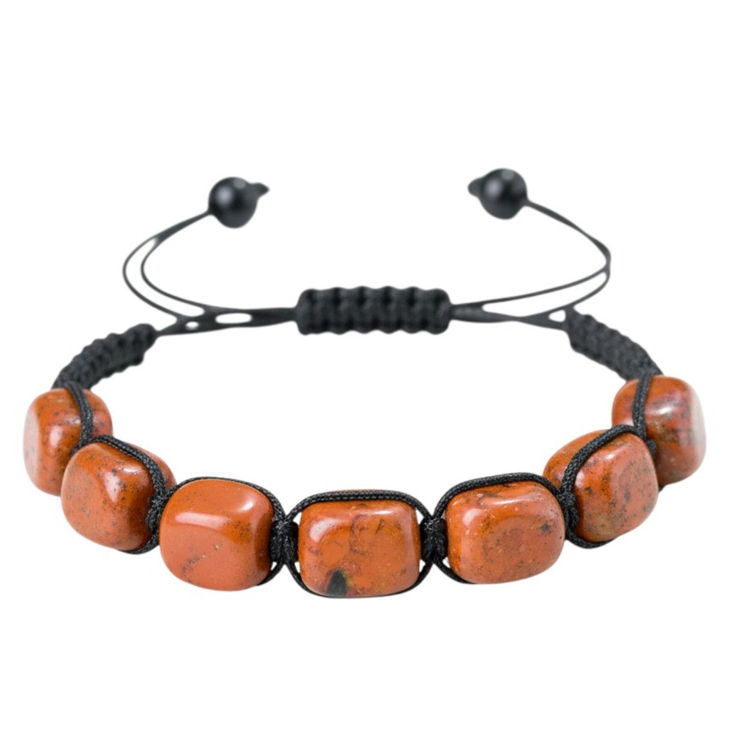 KARMA Armband Naturstein Jaspis od. Aventurin Damen Herren (Braun od Grün, 1-tlg., Steinarmband verstellbar unisex), Textil modern Armband Geschenk für sie ihn