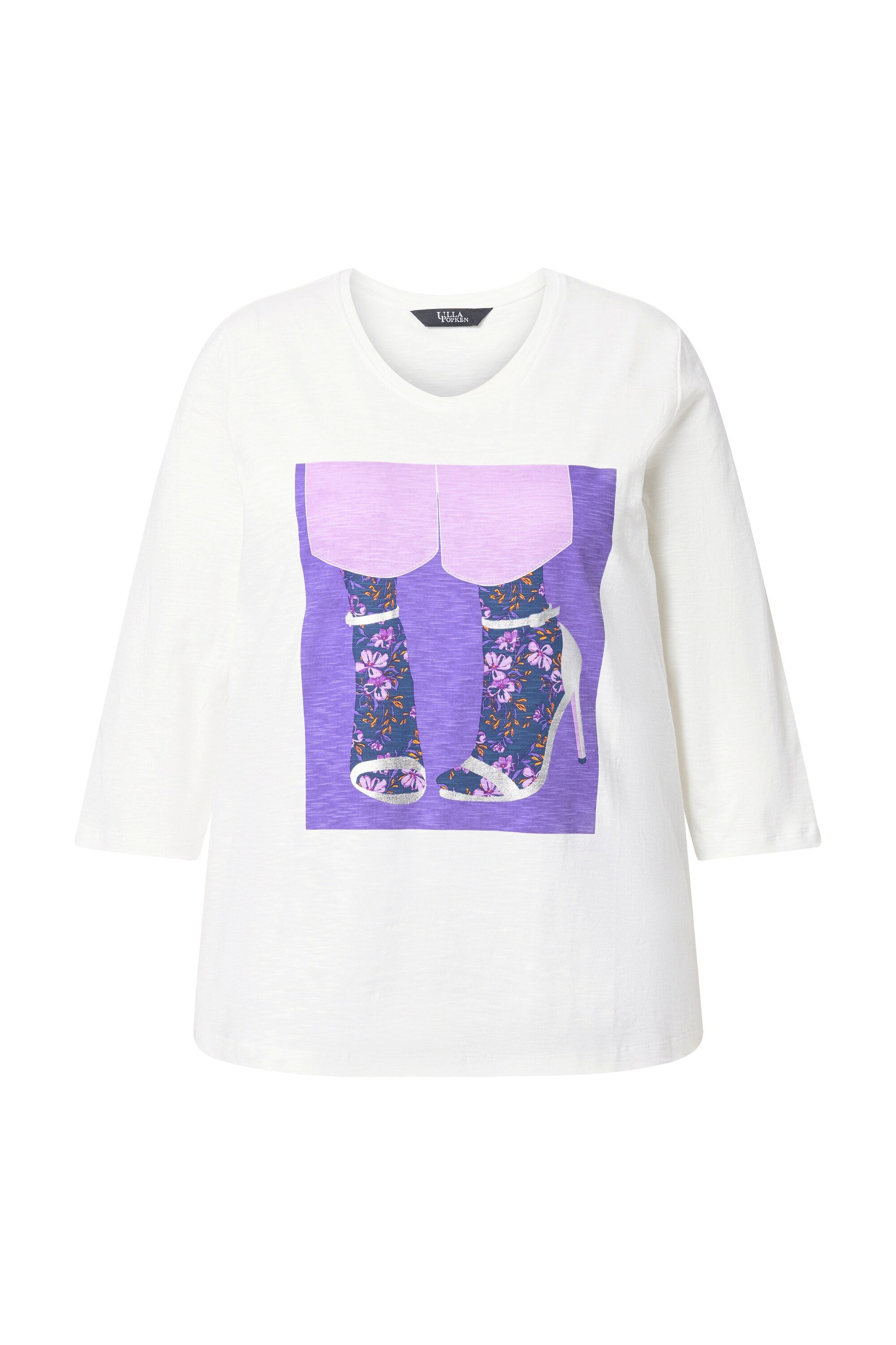 Ulla Popken T-Shirt Shirt Schuhe Classic Rundhalsausschnitt 3/4-Arm