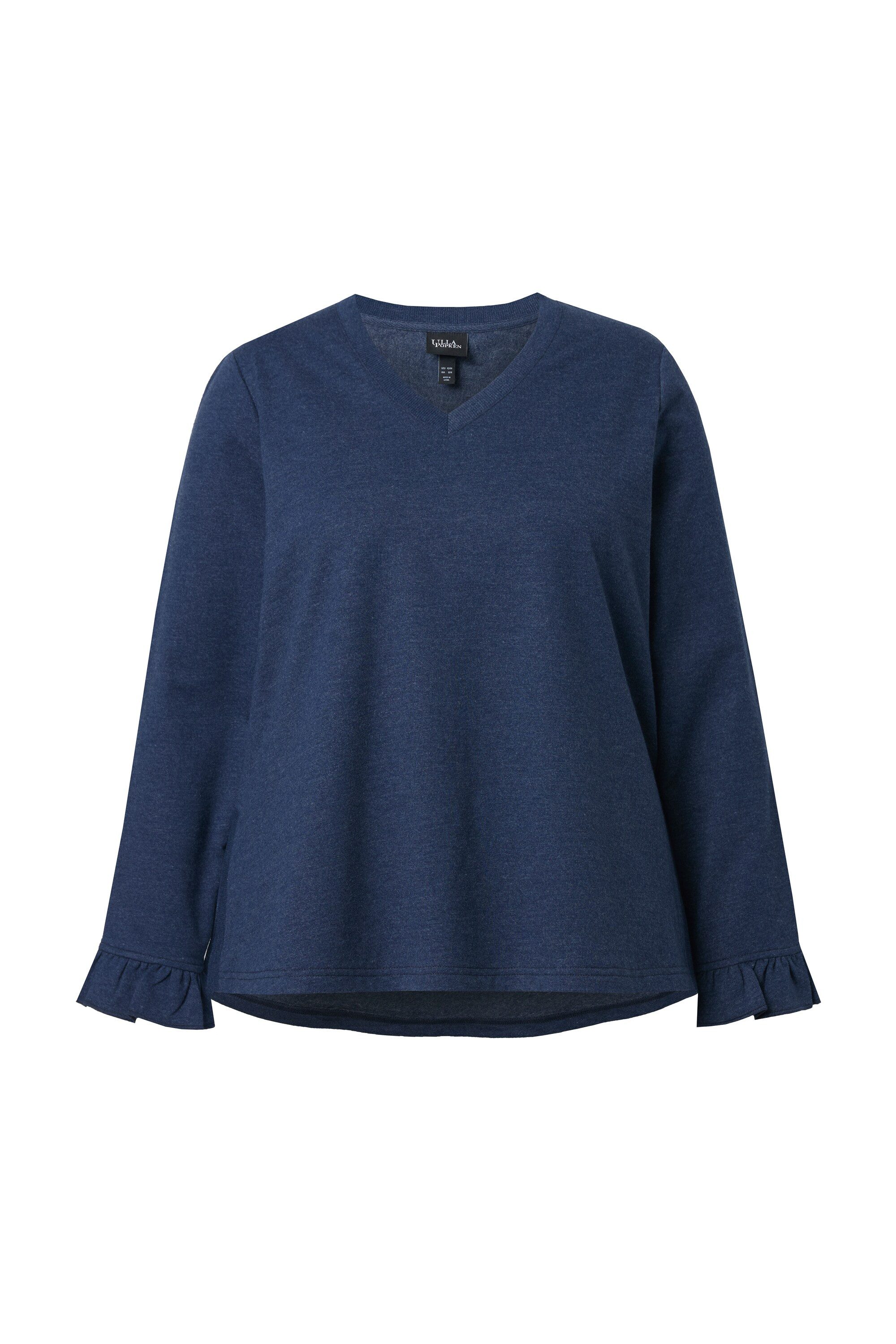 Ulla Popken Sweatshirt Sweatshirt lange Seitenschlitze V-Ausschnitt günstig online kaufen